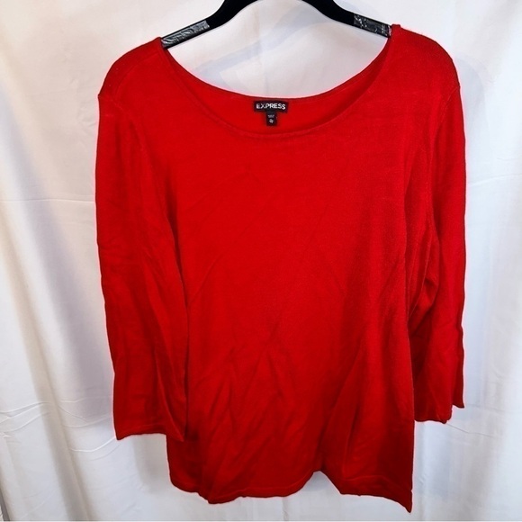 Express Shirt Scoop Wide Neck Pullover Long Sleeve Top Knit Ribbed Buttery Soft - Picture 2 of 6